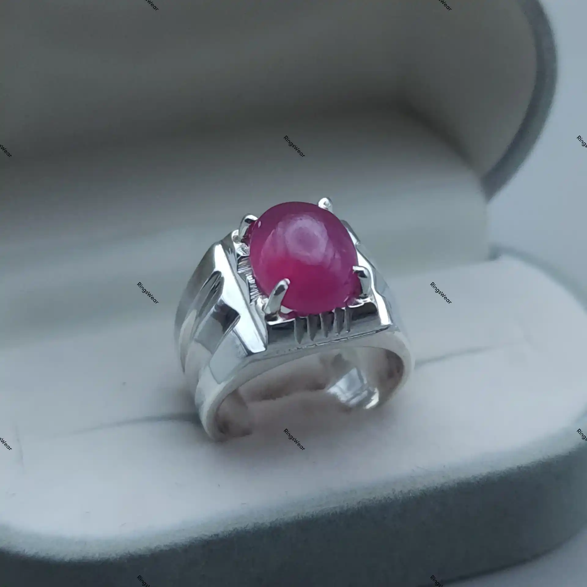 Large Ruby Ring For Men Natural Red Stone In 925 Silver 4 Large Ruby Ring For Men Natural Red Stone In 925 Silver - Image 4