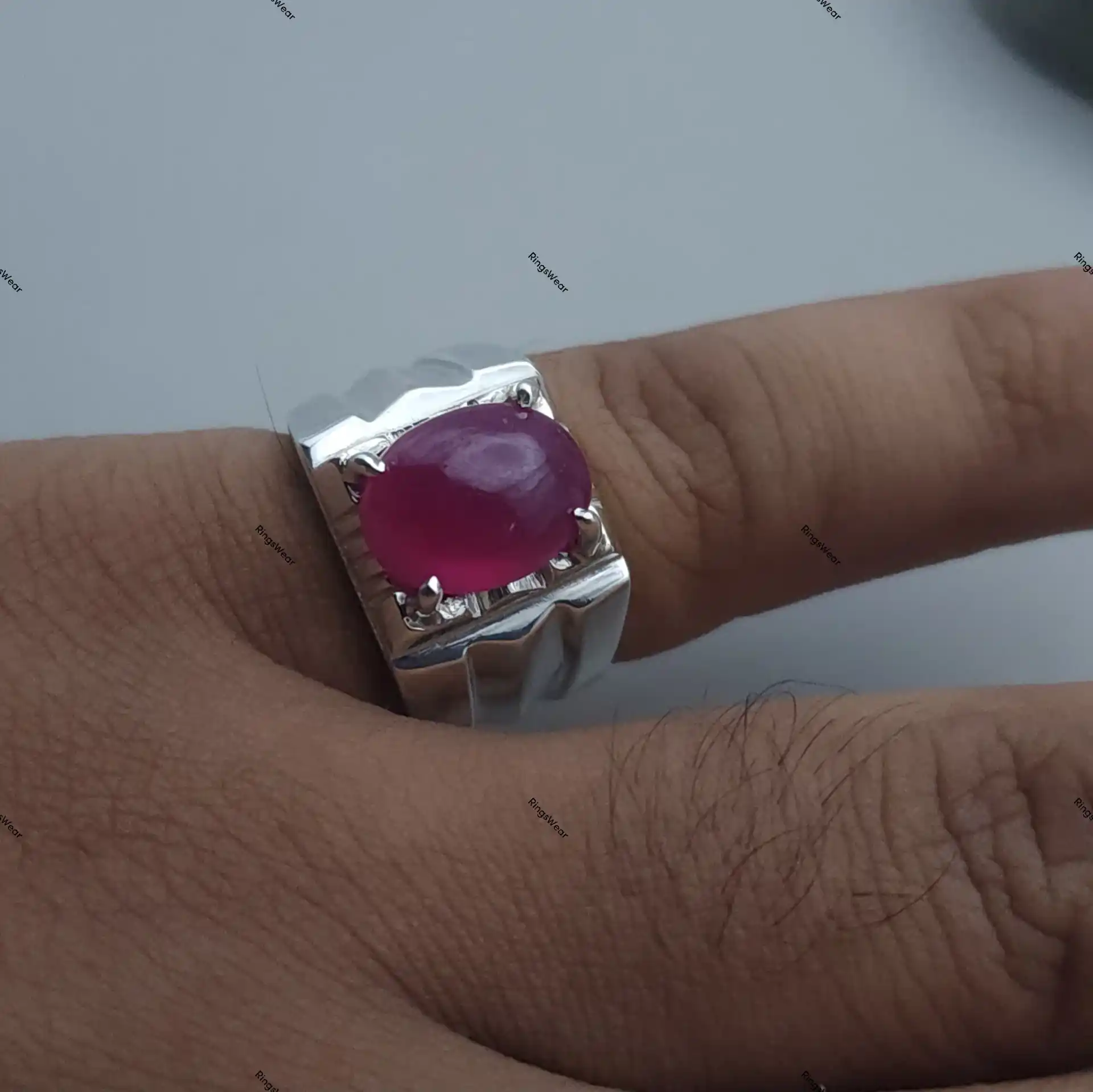 Large Ruby Ring For Men Natural Red Stone In 925 Silver 7 Large Ruby Ring For Men Natural Red Stone In 925 Silver - Image 7