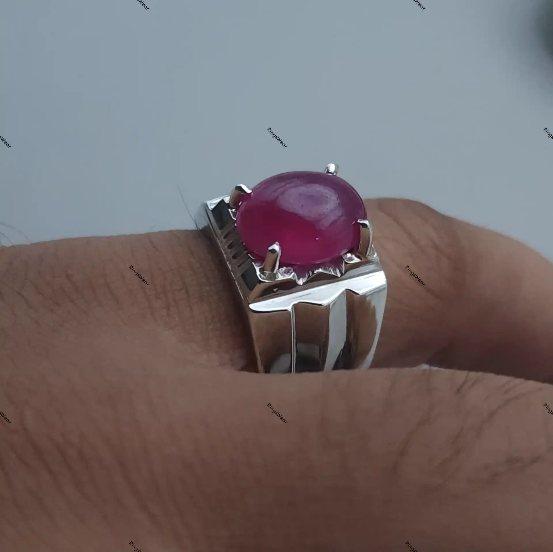 Large Ruby Ring For Men Natural Red Stone In 925 Silver 8 Large Ruby Ring For Men Natural Red Stone In 925 Silver - Image 8