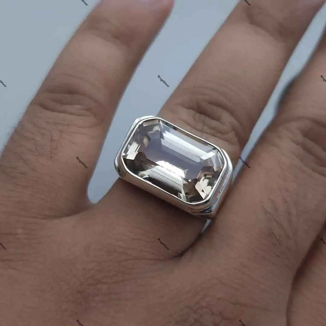 Mens Imperial Topaz Ring Emerald Cut 925 Silver 9 Men'S Imperial Topaz Ring