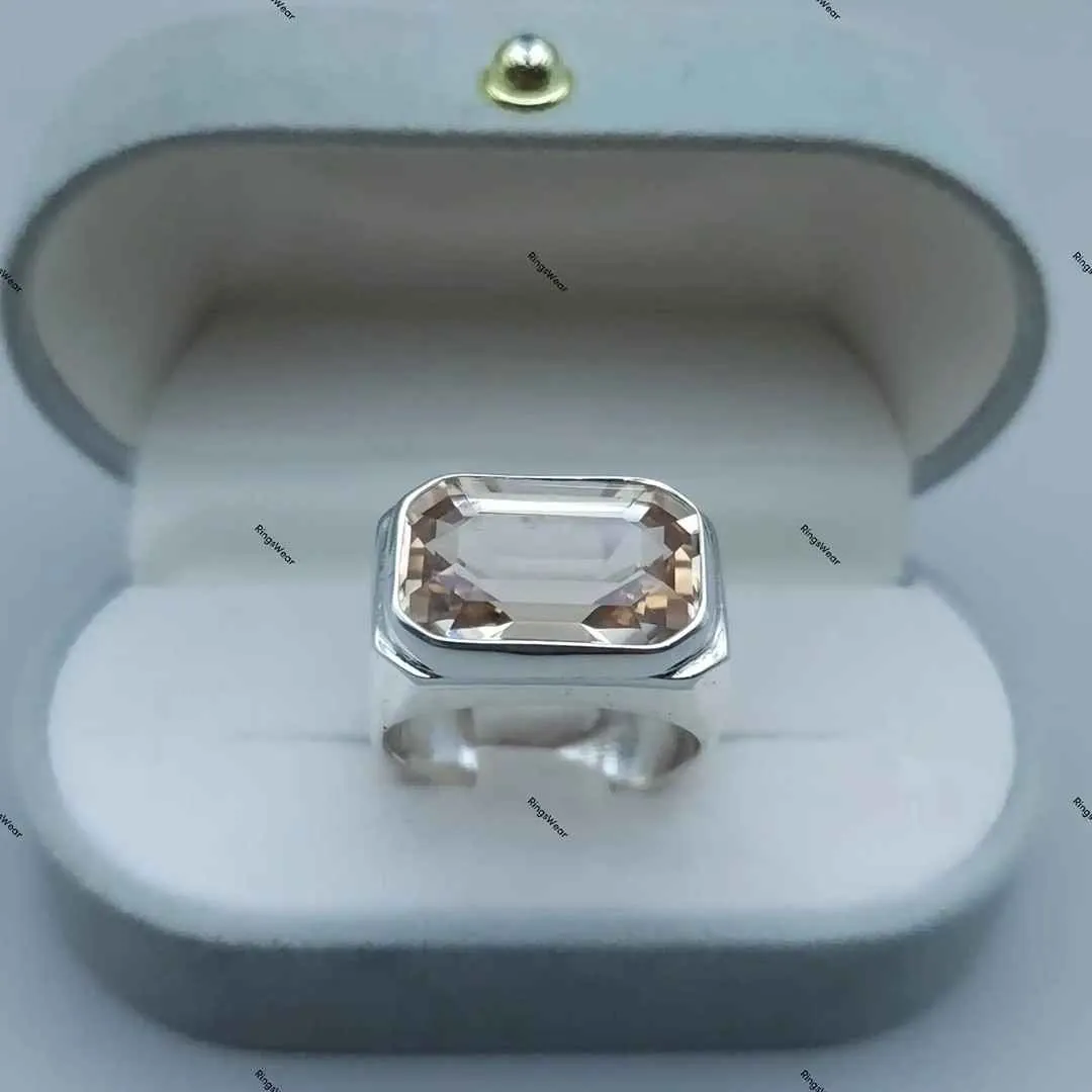Mens Imperial Topaz Ring Emerald Cut 925 Silver 3 Mens Imperial Topaz Ring Emerald Cut 925 Silver - Image 3