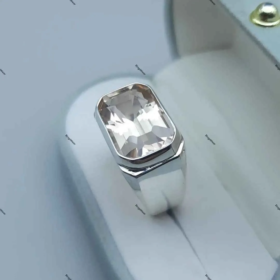 Mens Imperial Topaz Ring Emerald Cut 925 Silver 6 Mens Imperial Topaz Ring Emerald Cut 925 Silver - Image 6