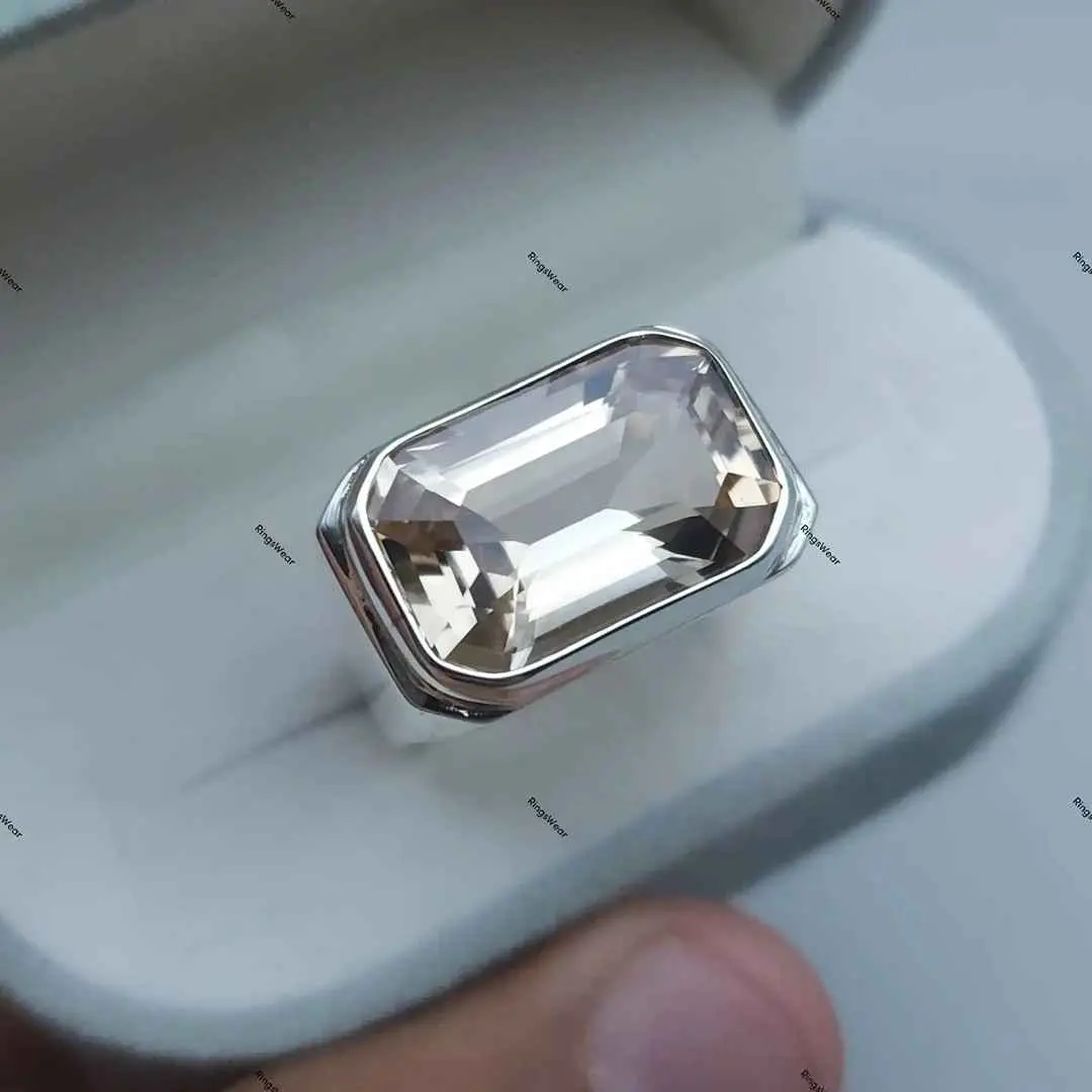 Mens Imperial Topaz Ring Emerald Cut 925 Silver 1 Men'S Imperial Topaz Ring