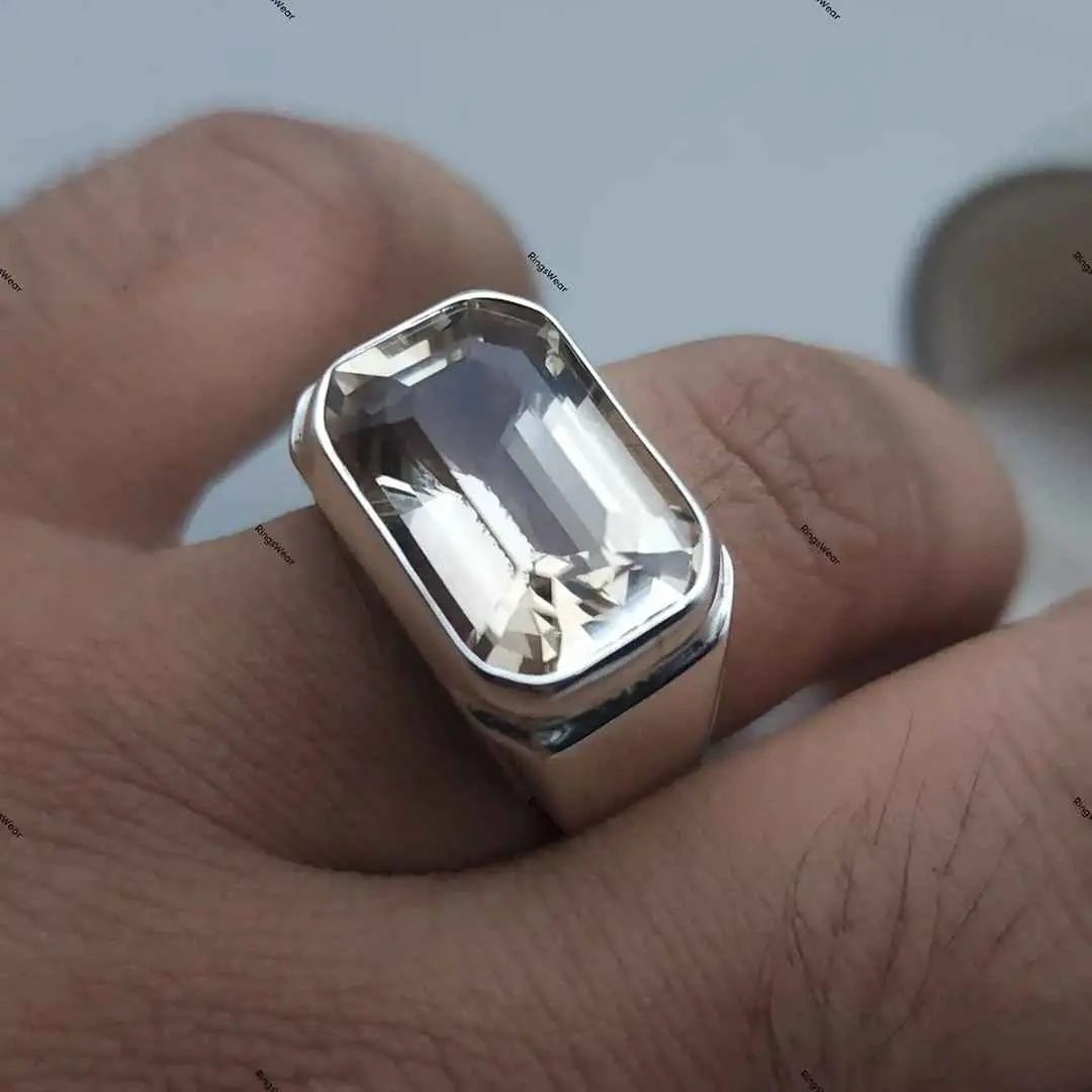 Mens Imperial Topaz Ring Emerald Cut 925 Silver 10 Mens Imperial Topaz Ring Emerald Cut 925 Silver - Image 10