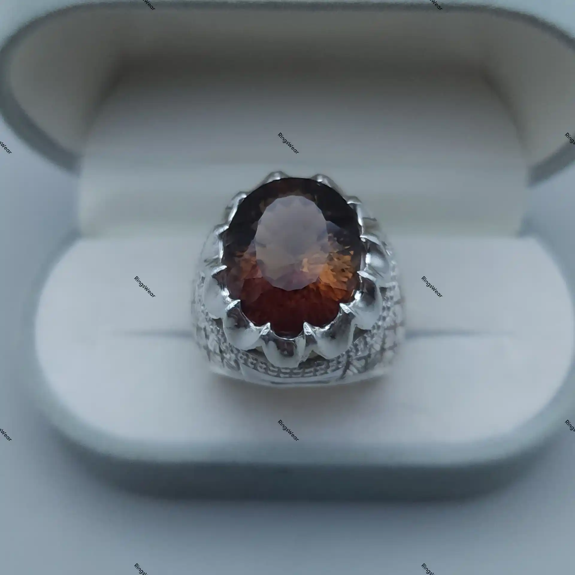 Natural Imperial Topaz Ring Oval Genuine Stone In Carved 925 Silver 2 Natural Imperial Topaz Ring Oval Genuine Stone In Carved 925 Silver - Image 2