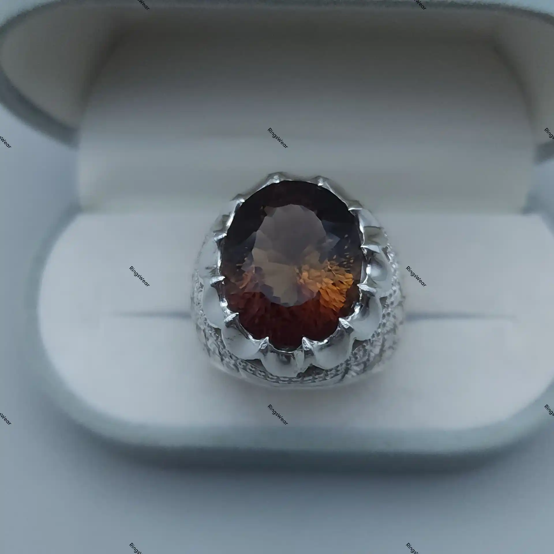 Natural Imperial Topaz Ring Oval Genuine Stone In Carved 925 Silver 8 Natural Imperial Topaz Ring
