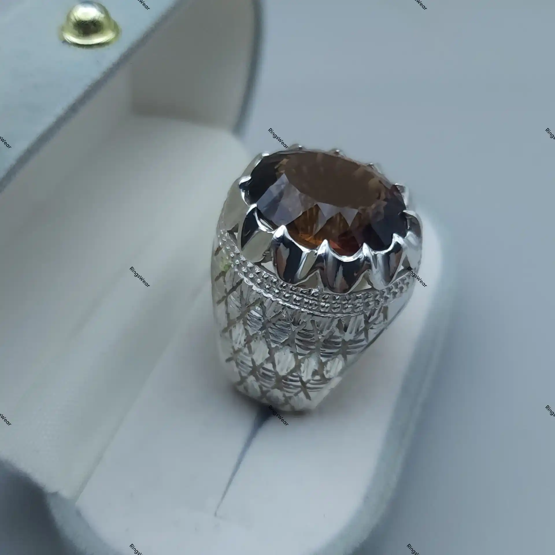 Natural Imperial Topaz Ring Oval Genuine Stone In Carved 925 Silver 5 Natural Imperial Topaz Ring Oval Genuine Stone In Carved 925 Silver - Image 5