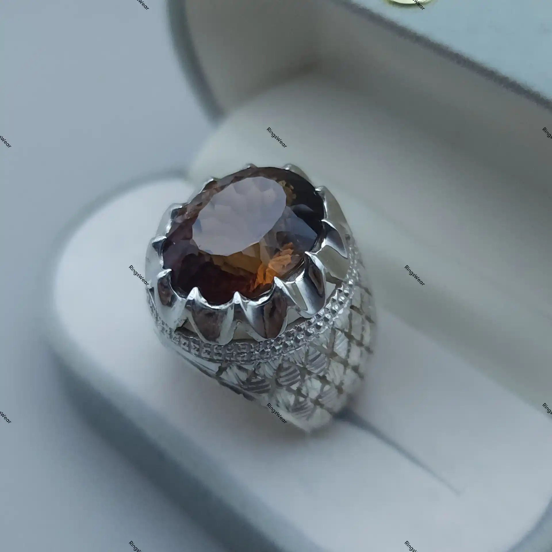 Natural Imperial Topaz Ring Oval Genuine Stone In Carved 925 Silver 6 Natural Imperial Topaz Ring Oval Genuine Stone In Carved 925 Silver - Image 6