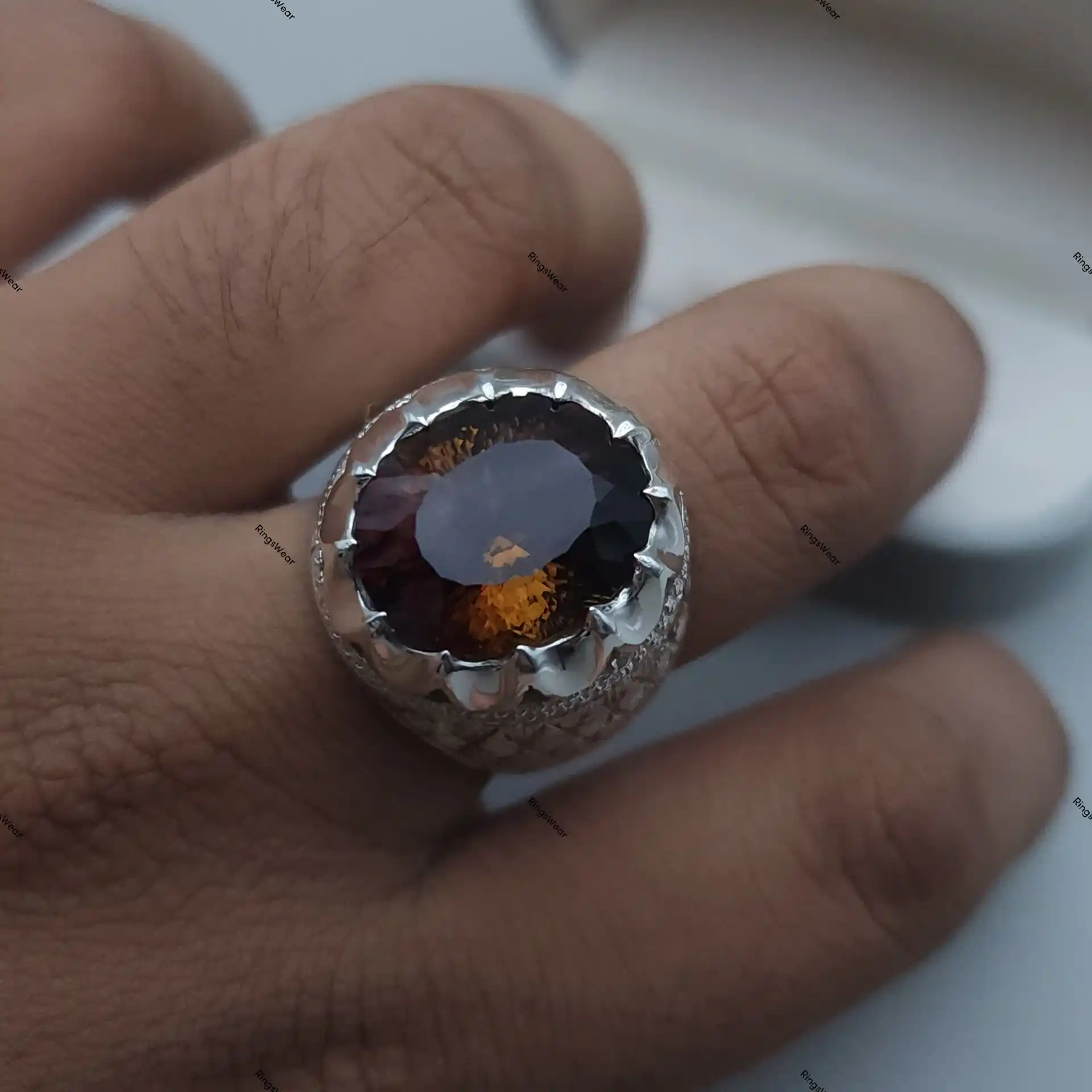 Natural Imperial Topaz Ring Oval Genuine Stone In Carved 925 Silver 10 Natural Imperial Topaz Ring Oval Genuine Stone In Carved 925 Silver - Image 10