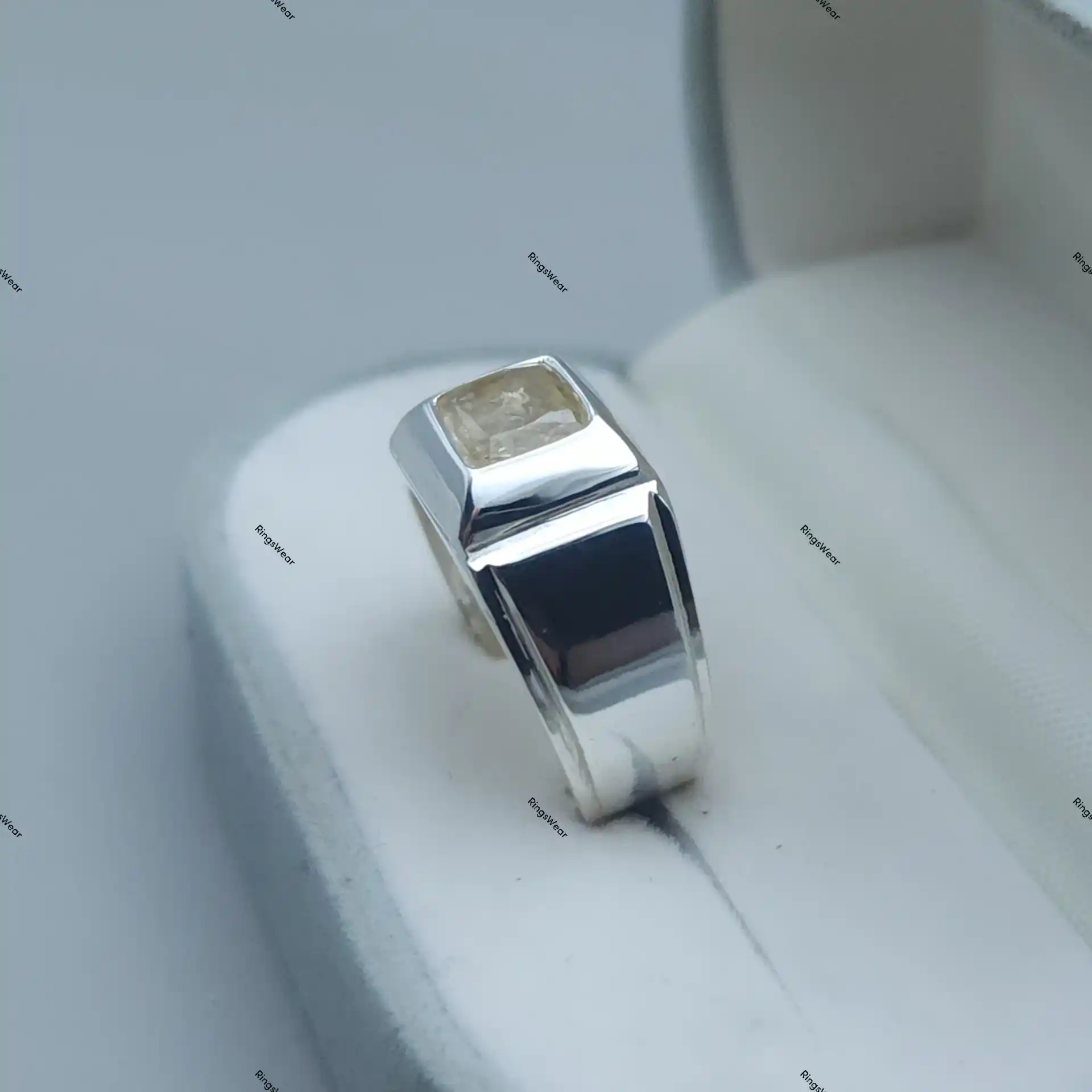 Natural Yellow Sapphire Ceylon Ring For Men In 925 Silver 4 Natural Yellow Sapphire Ceylon Ring For Men In 925 Silver - Image 4