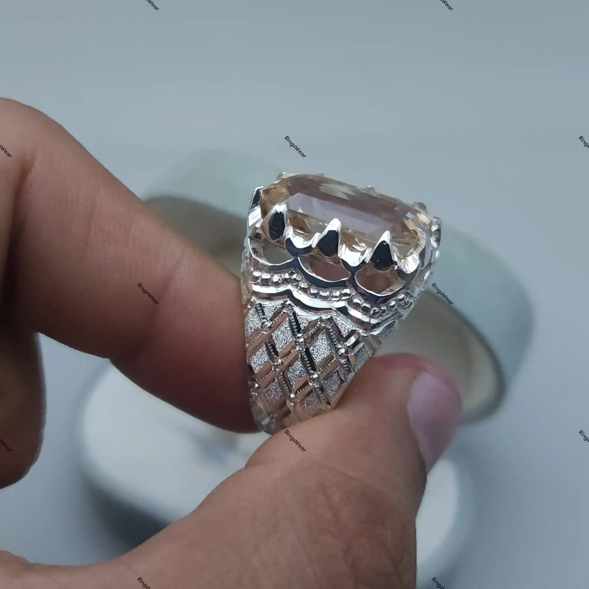 Peach Imperial Topaz Ring Natural Stone 925 Silver 11 Peach Imperial Topaz Ring Natural Stone 925 Silver - Image 11