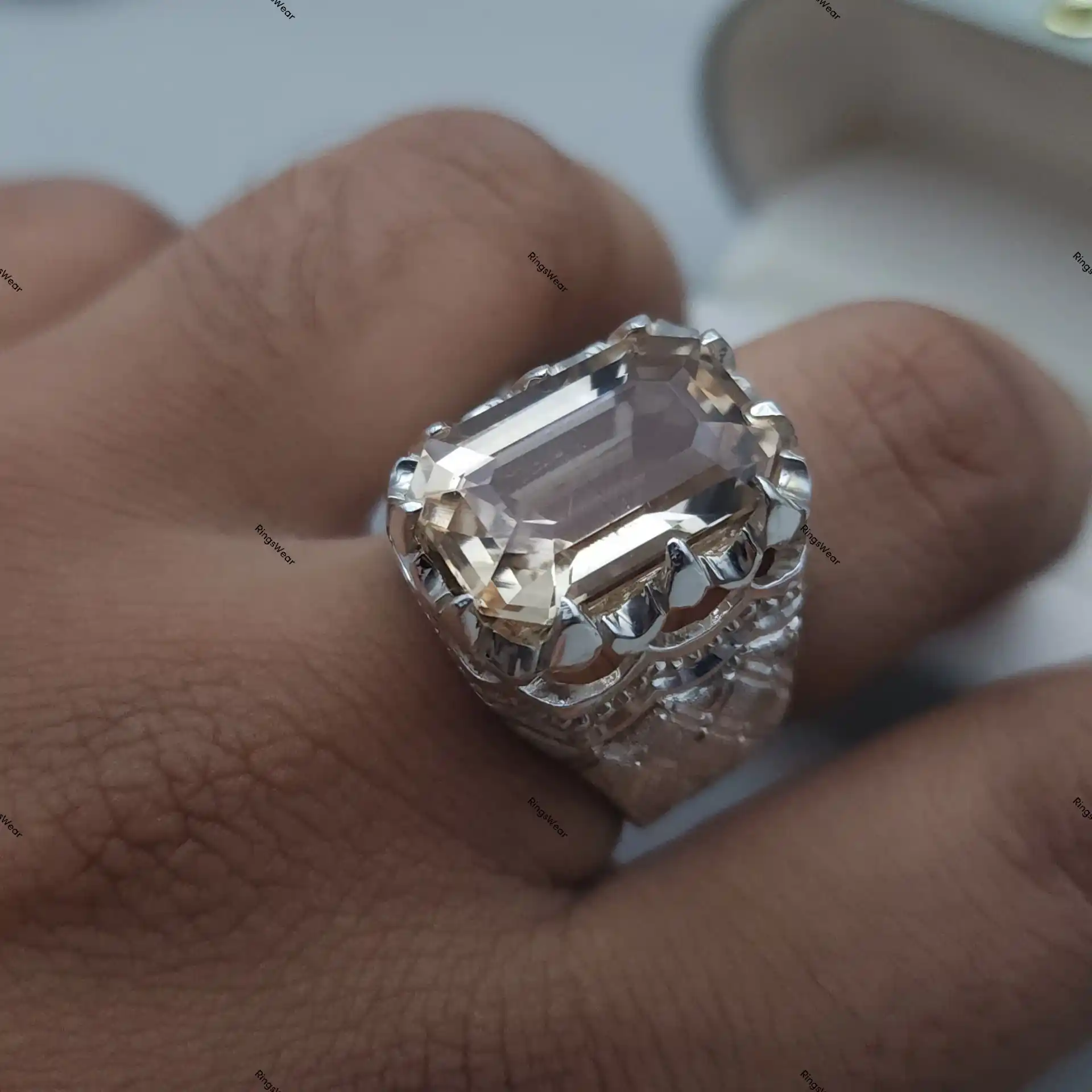 Peach Imperial Topaz Ring Natural Stone 925 Silver 12 Peach Imperial Topaz Ring Natural Stone 925 Silver - Image 12
