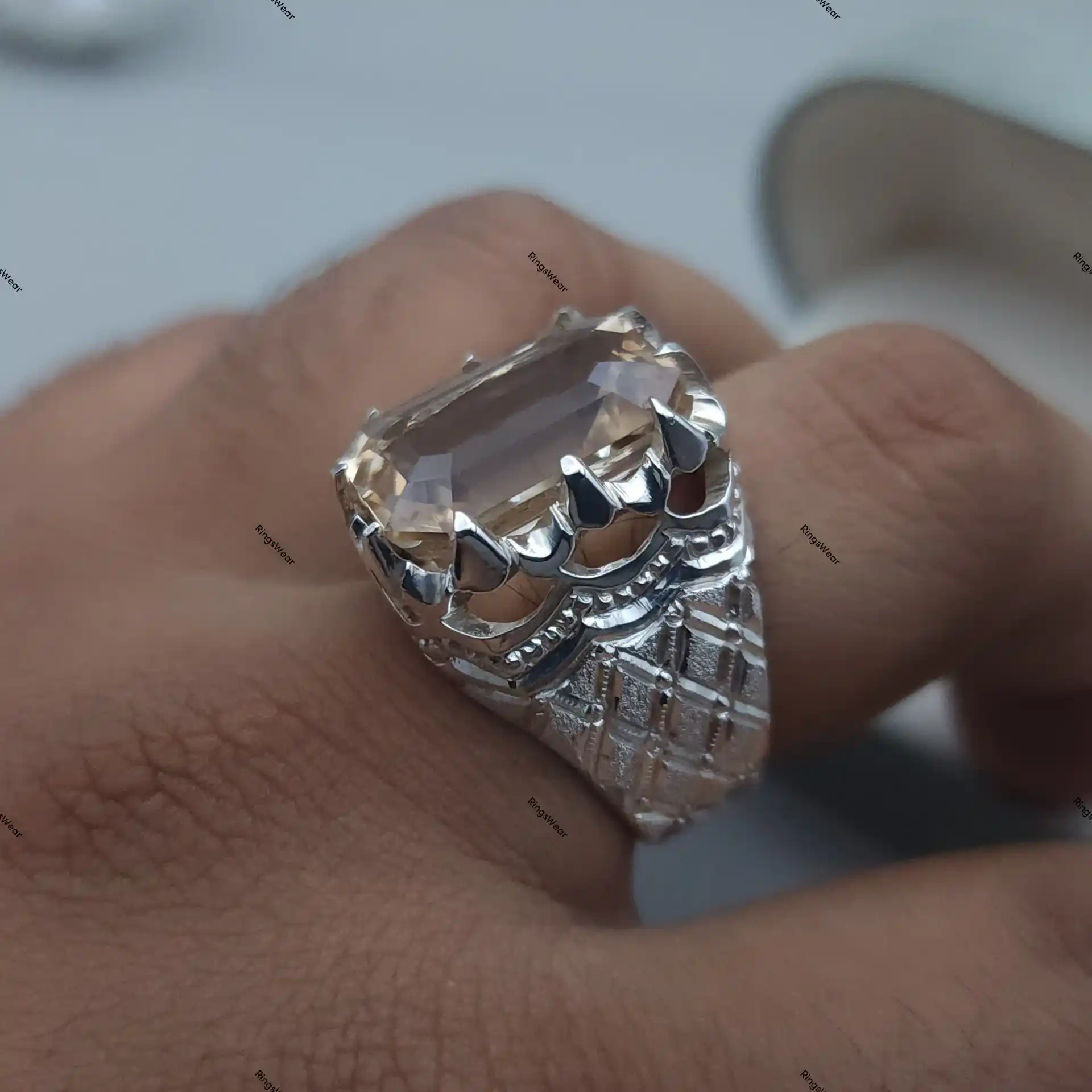 Peach Imperial Topaz Ring Natural Stone 925 Silver 13 Peach Imperial Topaz Ring Natural Stone 925 Silver - Image 13