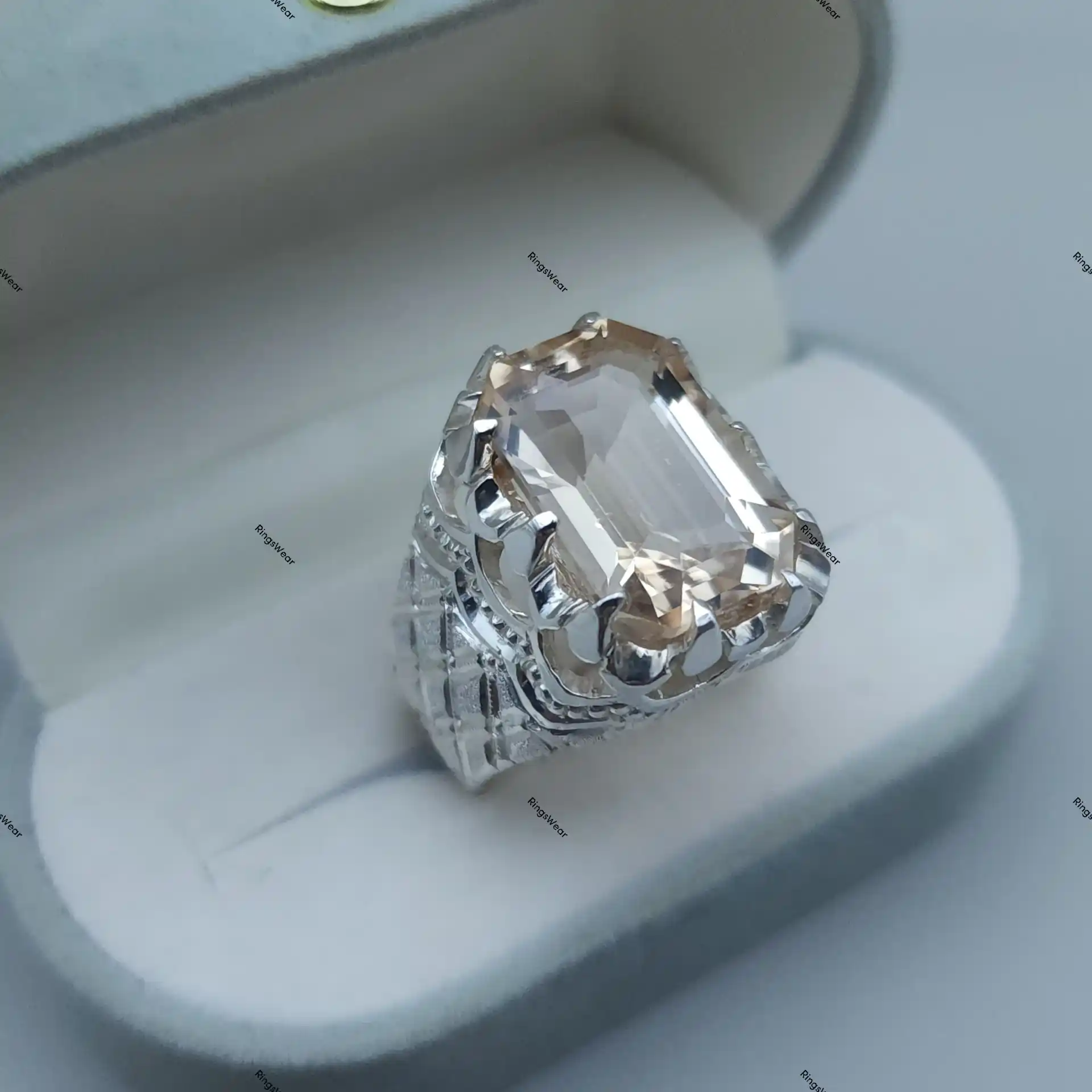 Peach Imperial Topaz Ring Natural Stone 925 Silver 2 Peach Imperial Topaz Ring Natural Stone 925 Silver - Image 2