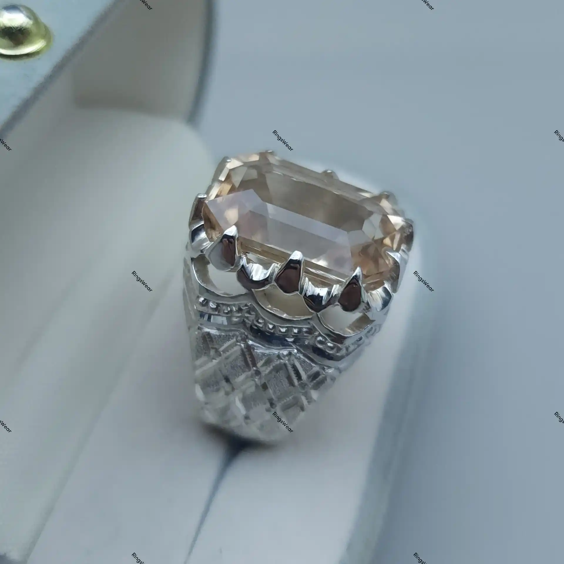 Peach Imperial Topaz Ring Natural Stone 925 Silver 3 Peach Imperial Topaz Ring Natural Stone 925 Silver - Image 3