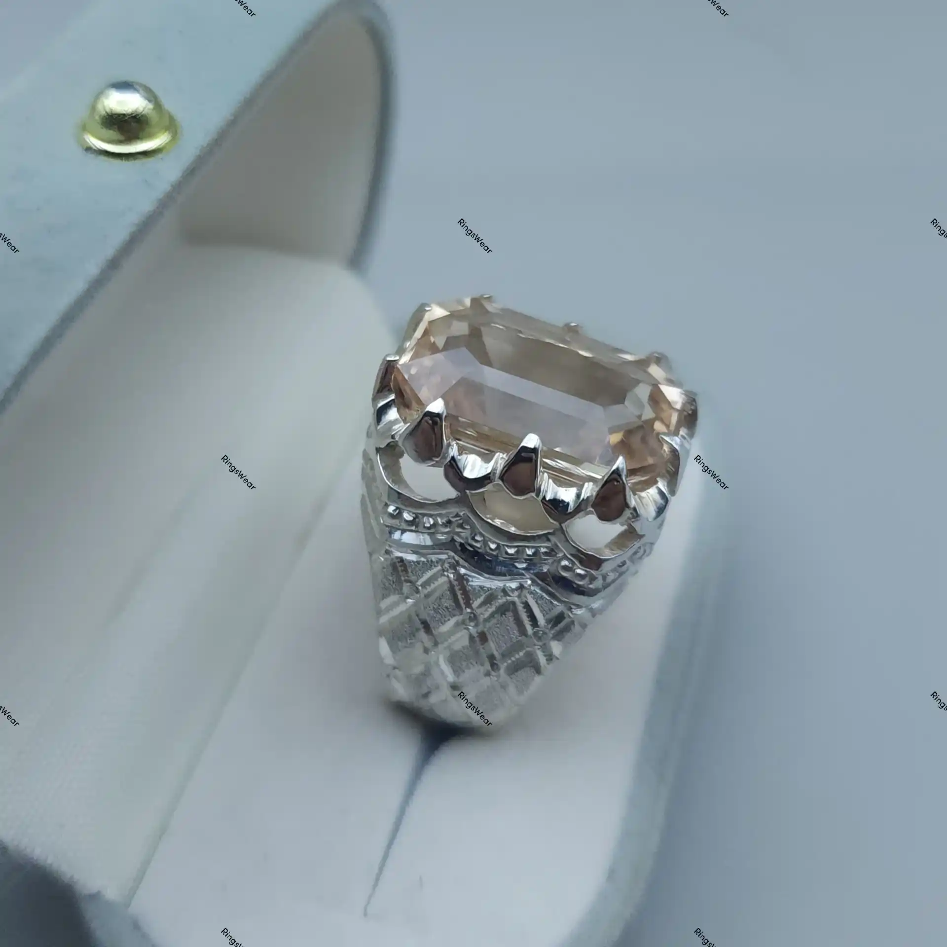 Peach Imperial Topaz Ring Natural Stone 925 Silver 4 Peach Imperial Topaz Ring Natural Stone 925 Silver - Image 4