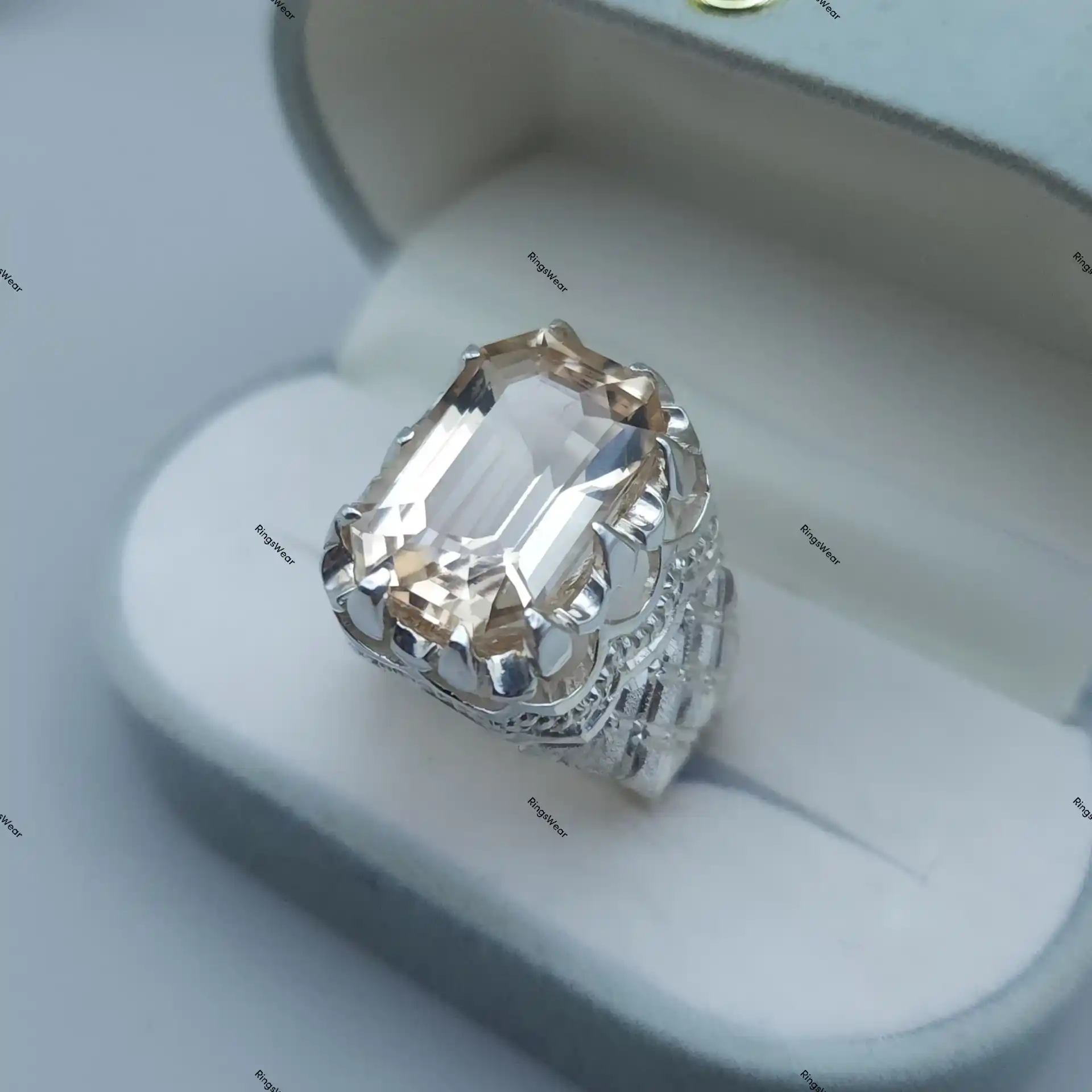 Peach Imperial Topaz Ring Natural Stone 925 Silver 6 Peach Imperial Topaz Ring Natural Stone 925 Silver - Image 6