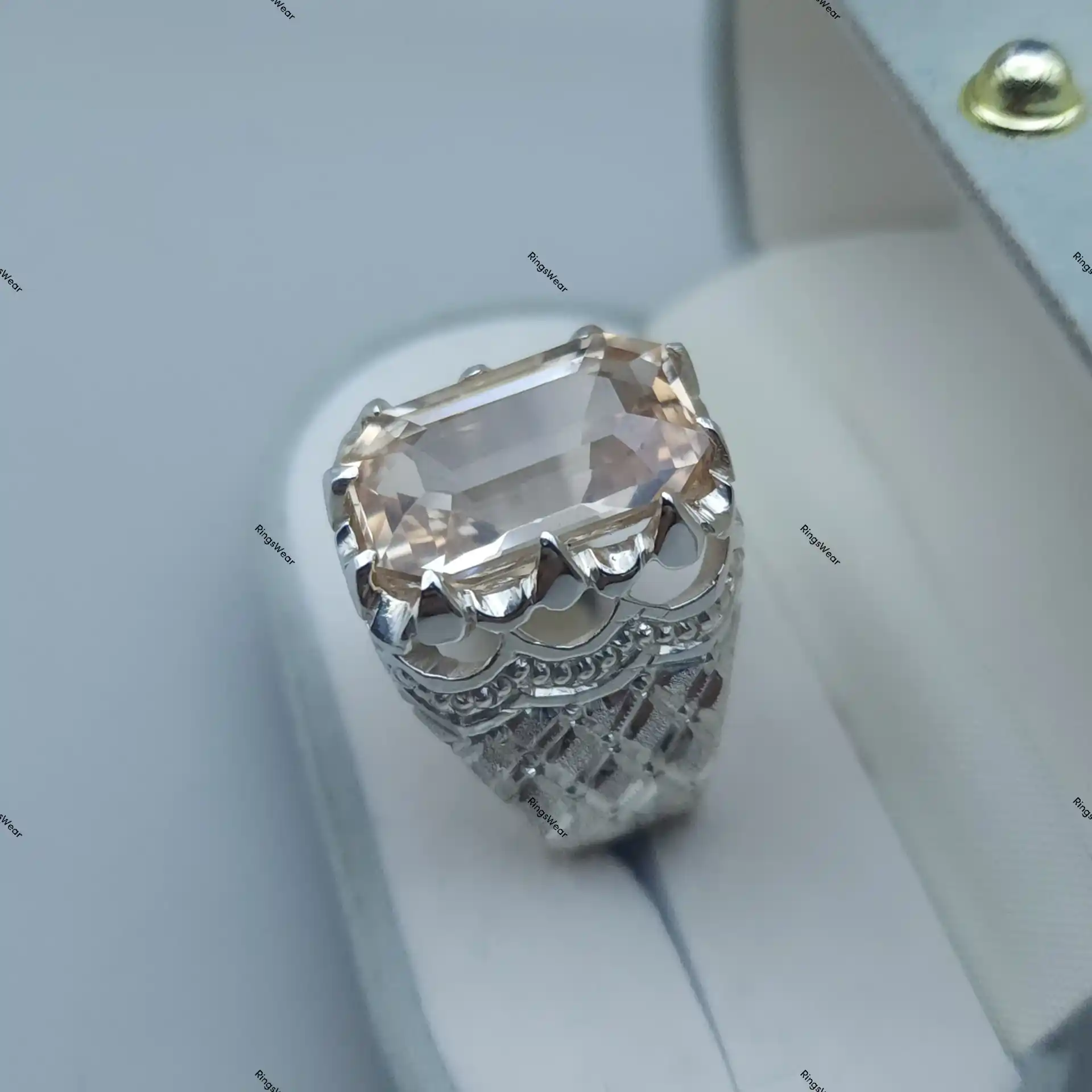 Peach Imperial Topaz Ring Natural Stone 925 Silver 7 Peach Imperial Topaz Ring Natural Stone 925 Silver - Image 7
