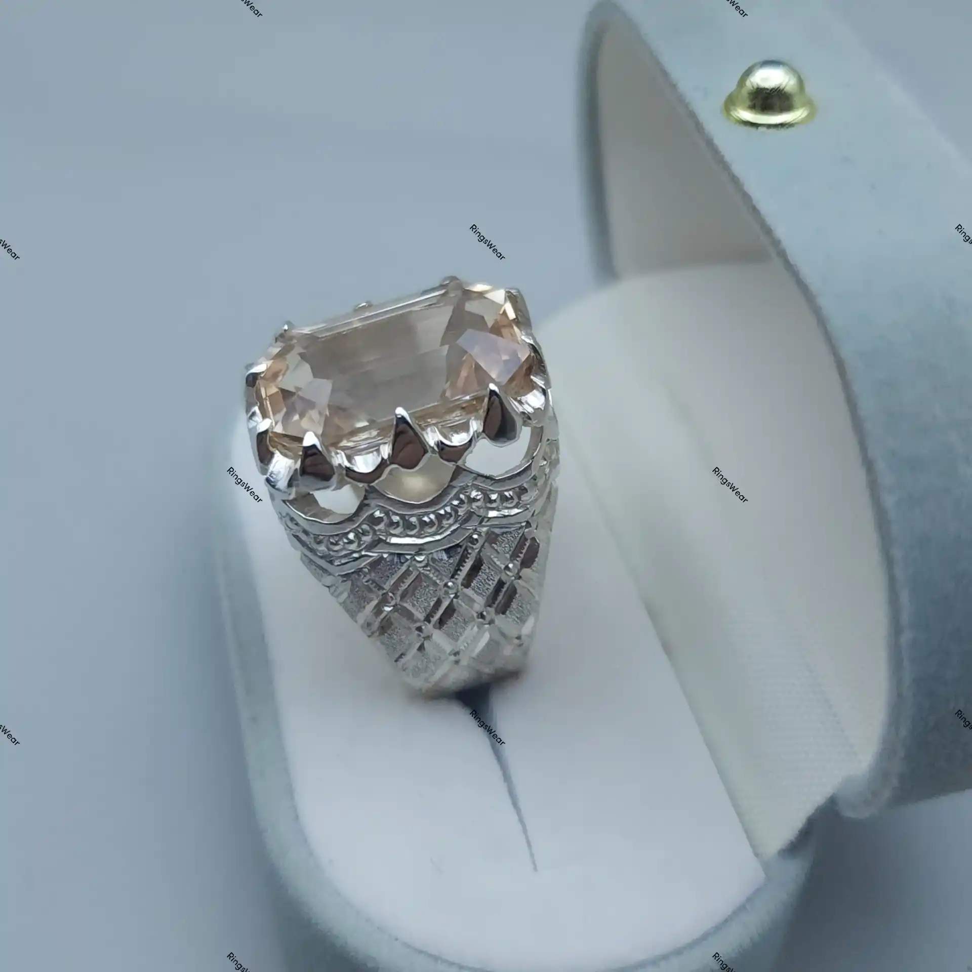 Peach Imperial Topaz Ring Natural Stone 925 Silver 8 Peach Imperial Topaz Ring Natural Stone 925 Silver - Image 8