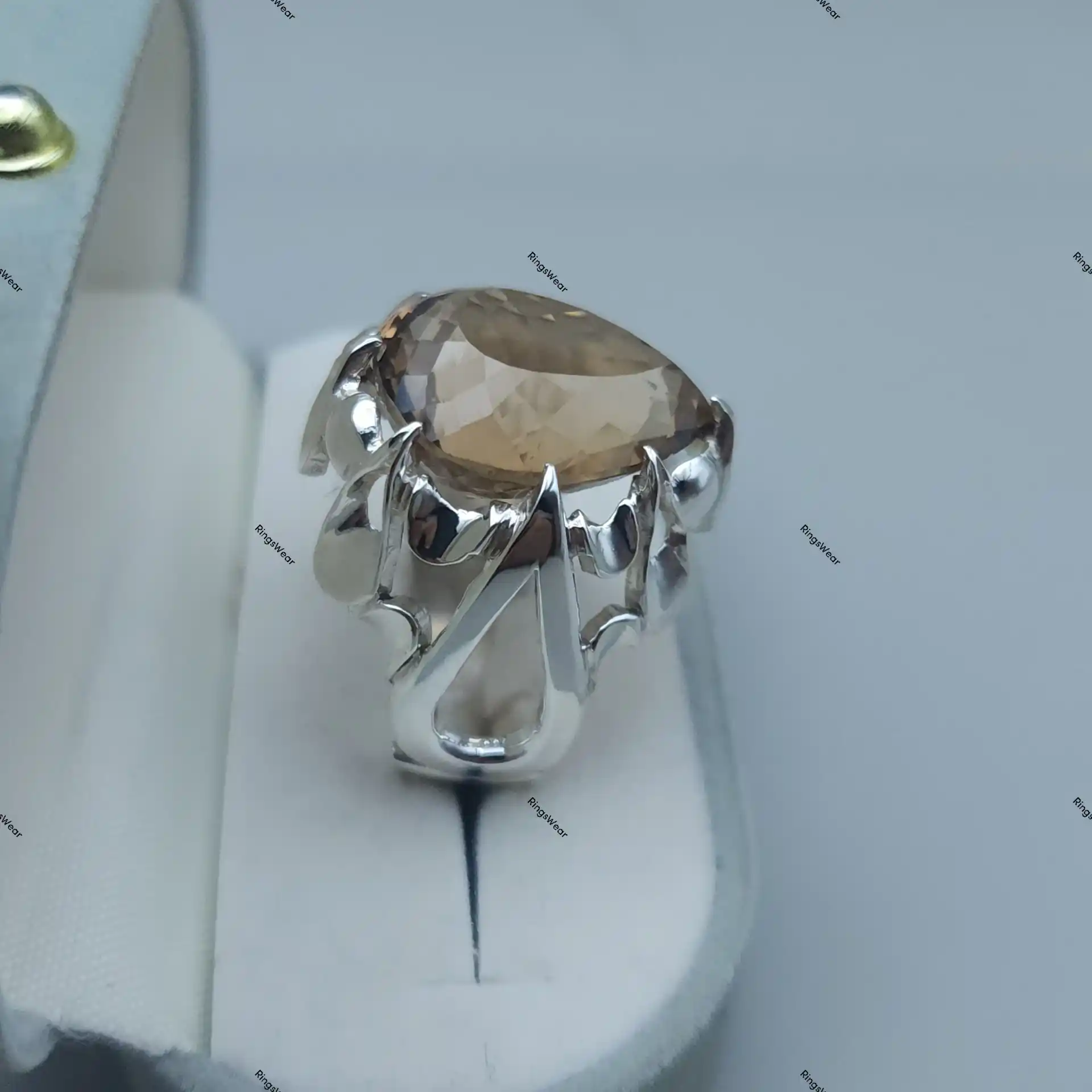 Pear Imperial Topaz Ring Teardrop Champagne Gem In Handmade Silver 7 Pear Imperial Topaz Ring Teardrop Champagne Gem In Handmade Silver - Image 7