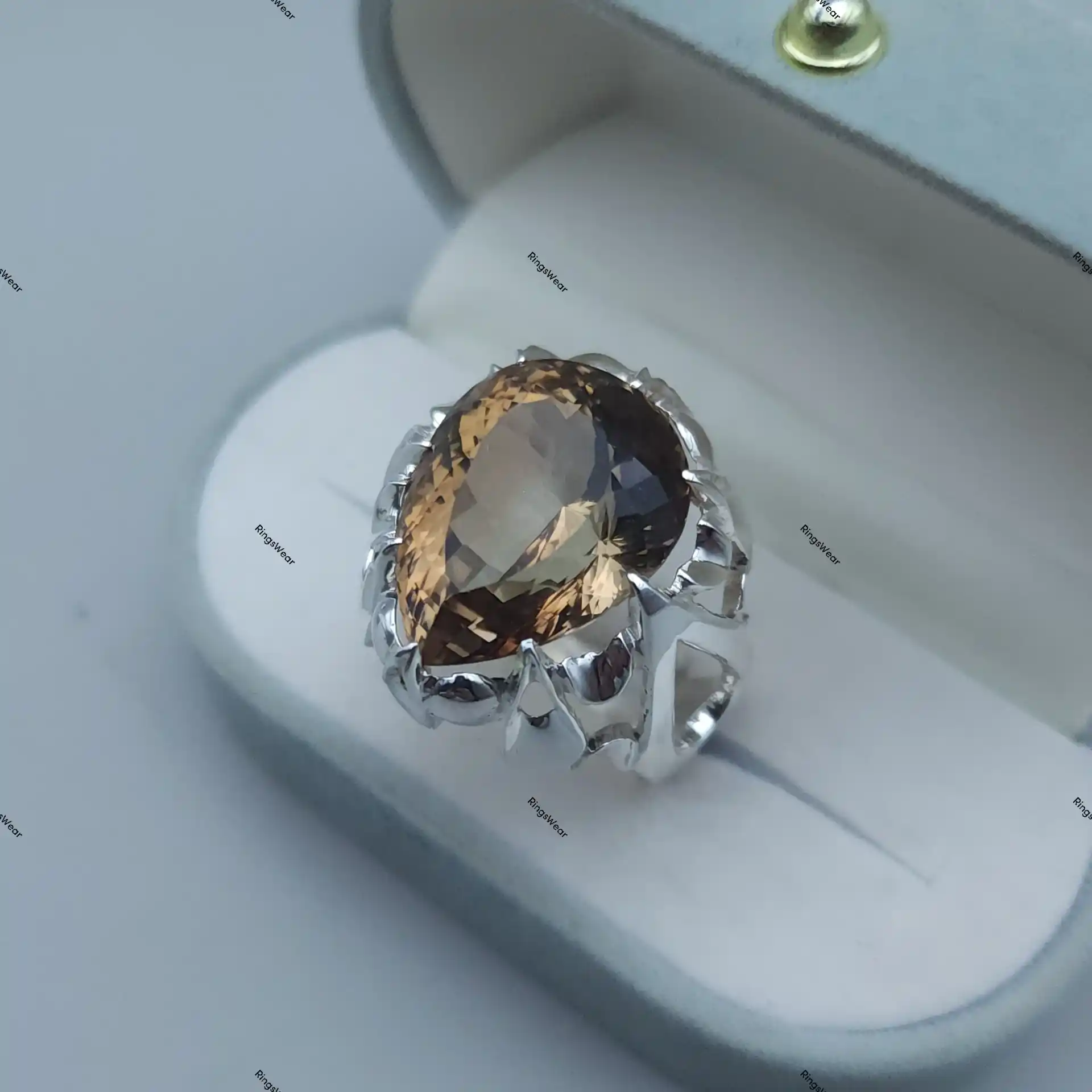 Pear Imperial Topaz Ring Teardrop Champagne Gem In Handmade Silver 1 Pear Imperial Topaz Ring