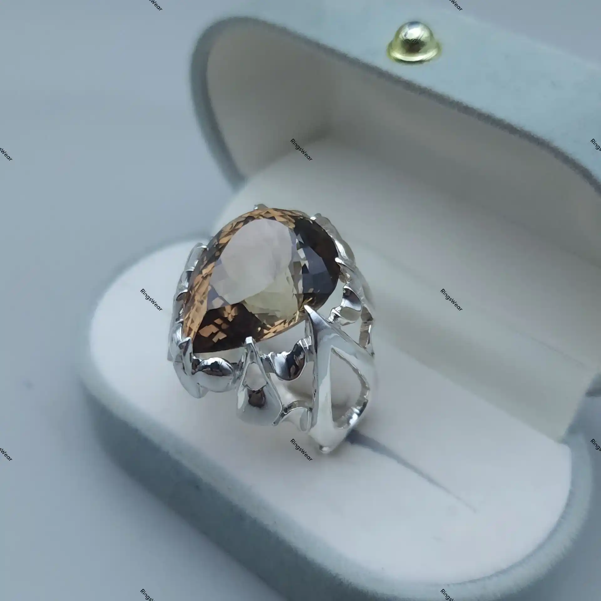 Pear Imperial Topaz Ring Teardrop Champagne Gem In Handmade Silver 6 Pear Imperial Topaz Ring Teardrop Champagne Gem In Handmade Silver - Image 6