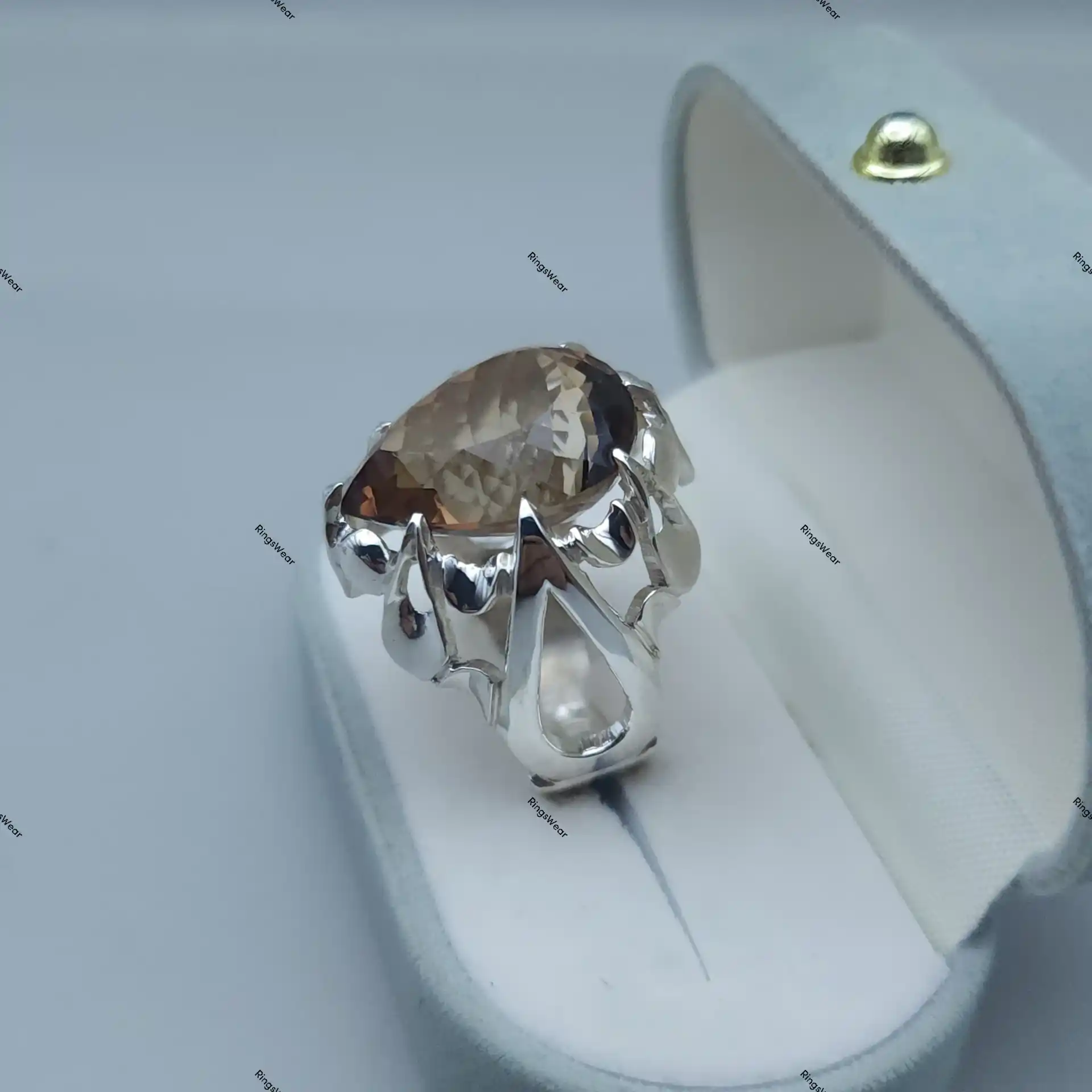 Pear Imperial Topaz Ring Teardrop Champagne Gem In Handmade Silver 5 Pear Imperial Topaz Ring Teardrop Champagne Gem In Handmade Silver - Image 5