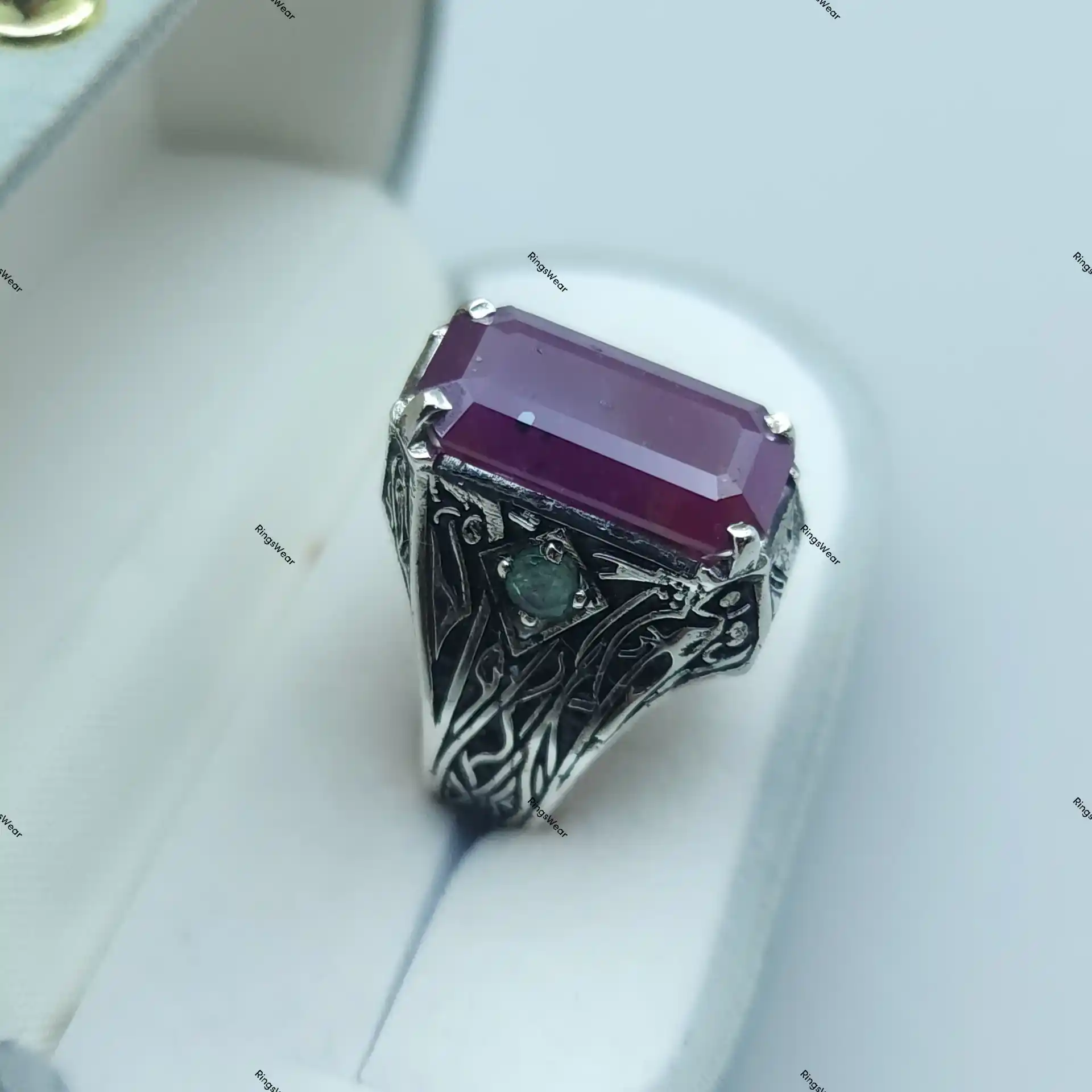 Unheated Ruby Ring Natural Red Stone In Carved 925 Silver 11 Unheated Ruby Ring Natural Red Stone In Carved 925 Silver - Image 11