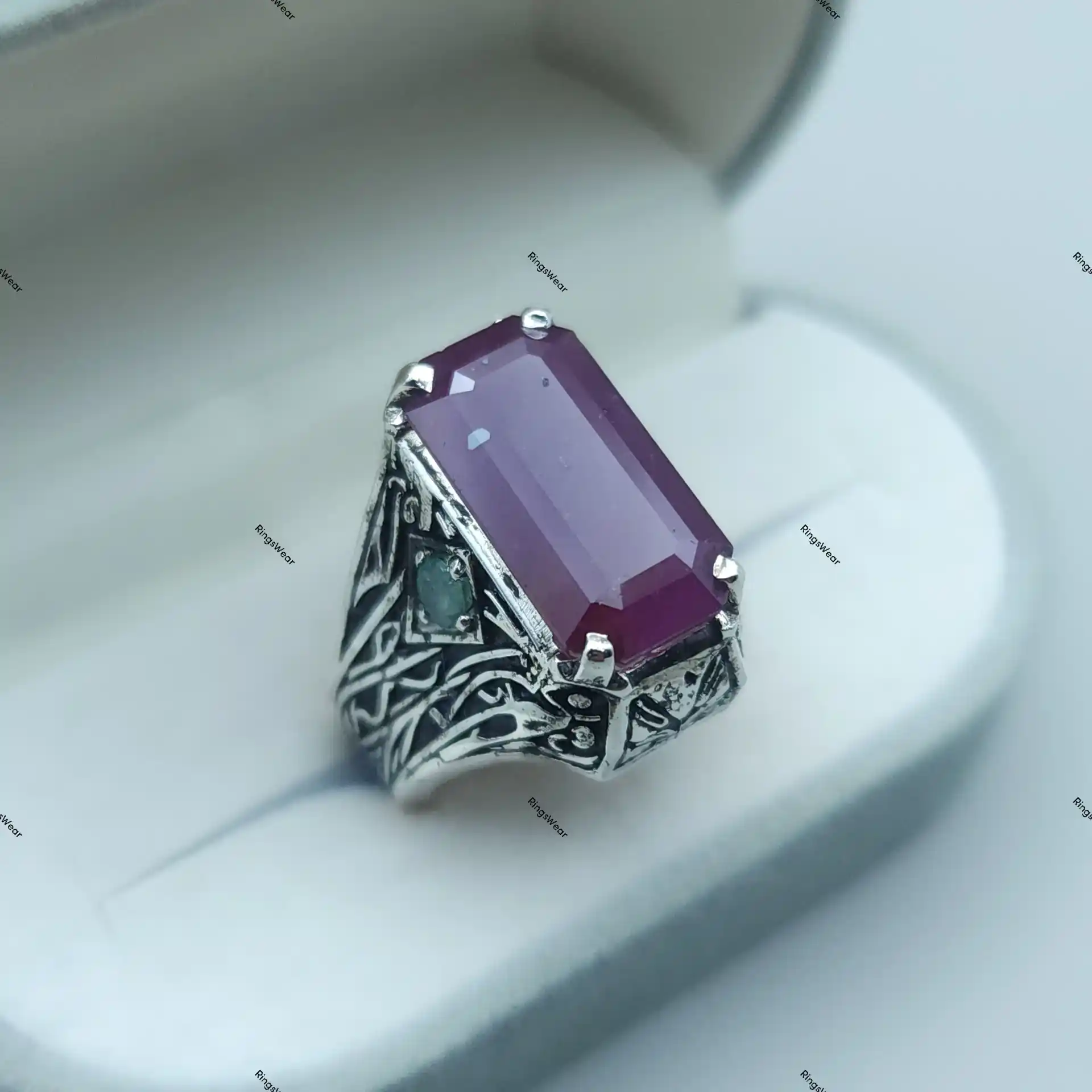 Unheated Ruby Ring Natural Red Stone In Carved 925 Silver 1 Unheated Ruby Ring