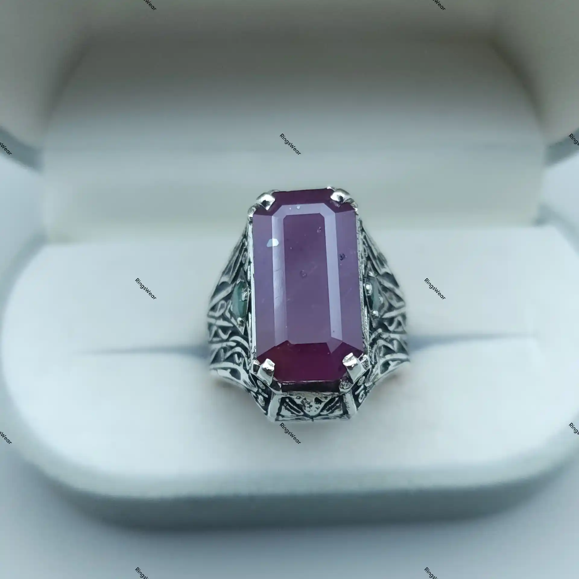 Unheated Ruby Ring Natural Red Stone In Carved 925 Silver 12 Unheated Ruby Ring Natural Red Stone In Carved 925 Silver - Image 12