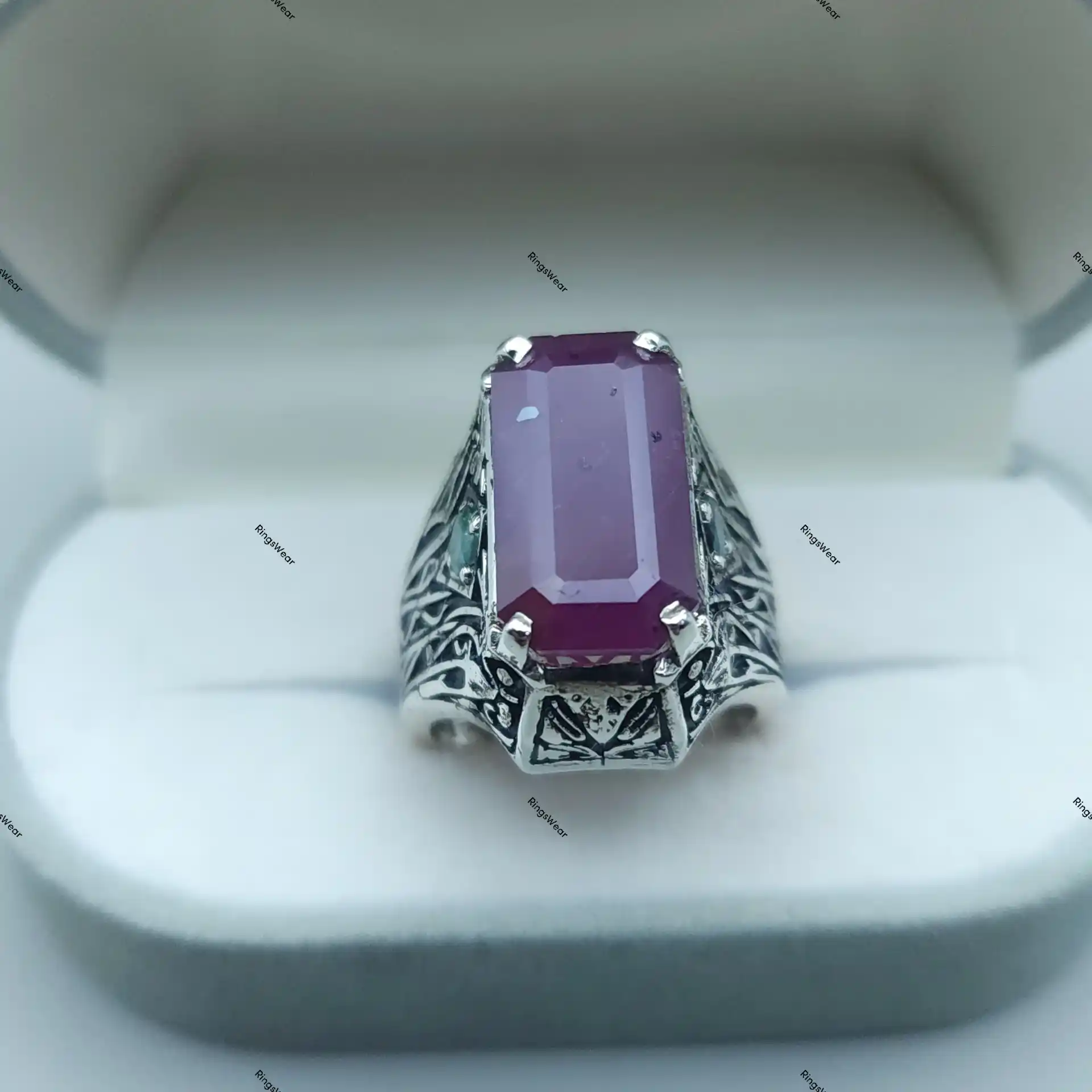 Unheated Ruby Ring Natural Red Stone In Carved 925 Silver 13 Unheated Ruby Ring