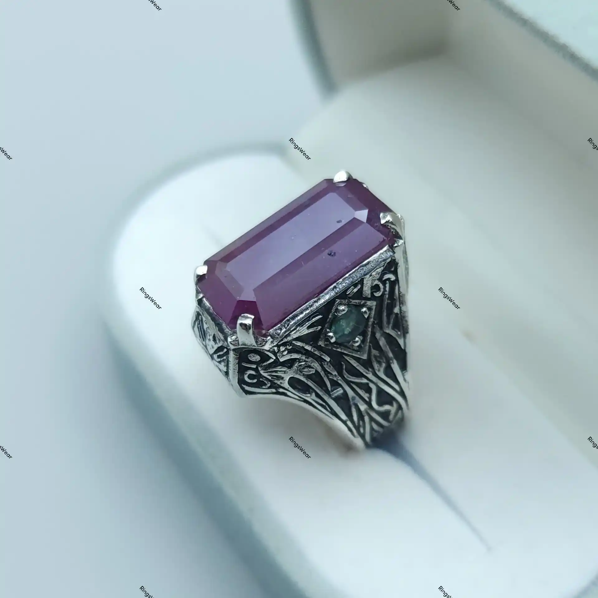 Unheated Ruby Ring Natural Red Stone In Carved 925 Silver 8 Unheated Ruby Ring Natural Red Stone In Carved 925 Silver - Image 8