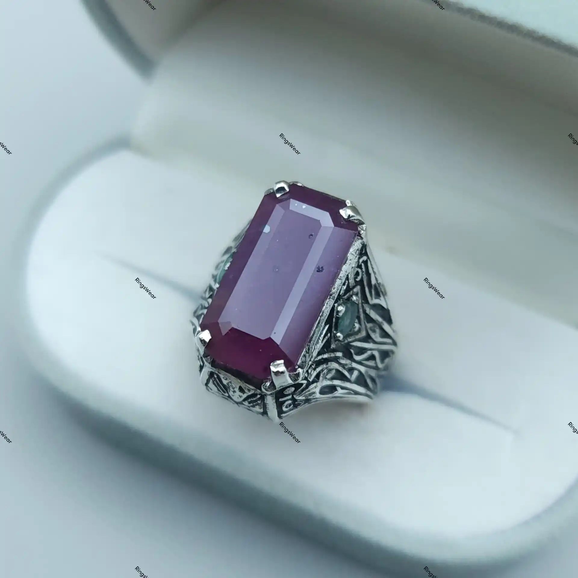 Unheated Ruby Ring Natural Red Stone In Carved 925 Silver 9 Unheated Ruby Ring Natural Red Stone In Carved 925 Silver - Image 9