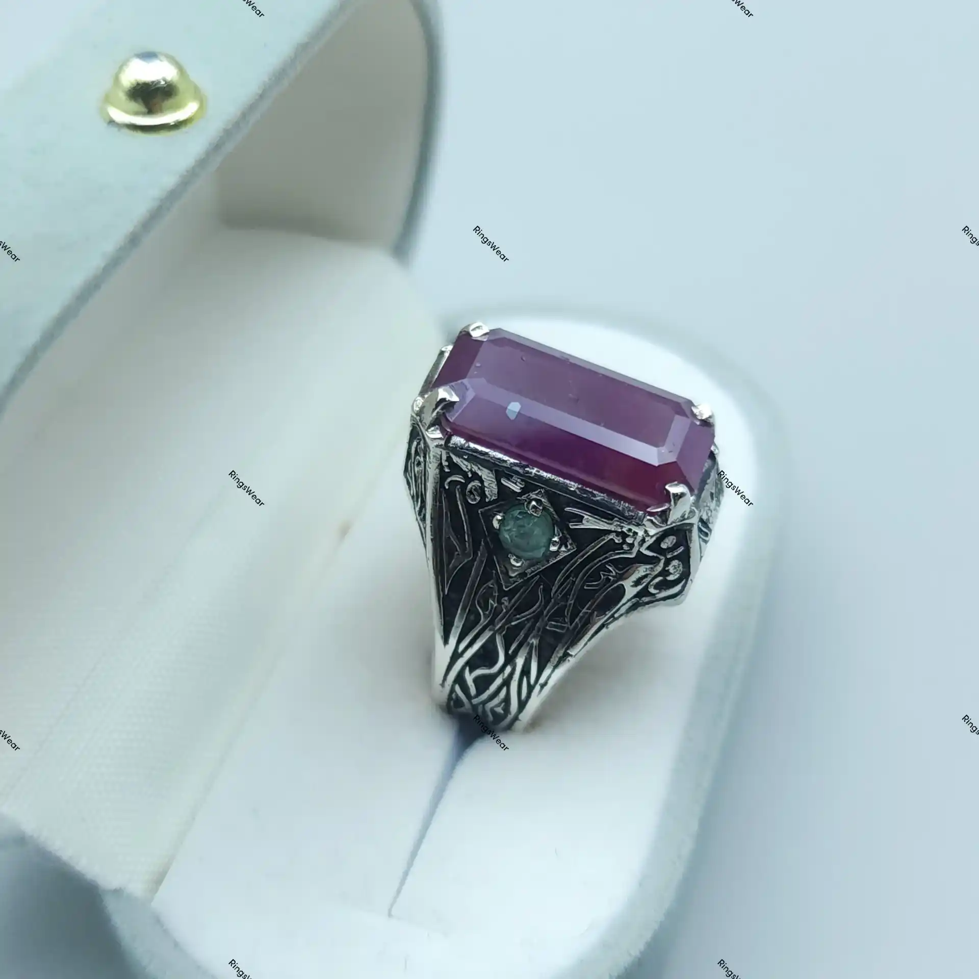 Unheated Ruby Ring Natural Red Stone In Carved 925 Silver 10 Unheated Ruby Ring Natural Red Stone In Carved 925 Silver - Image 10