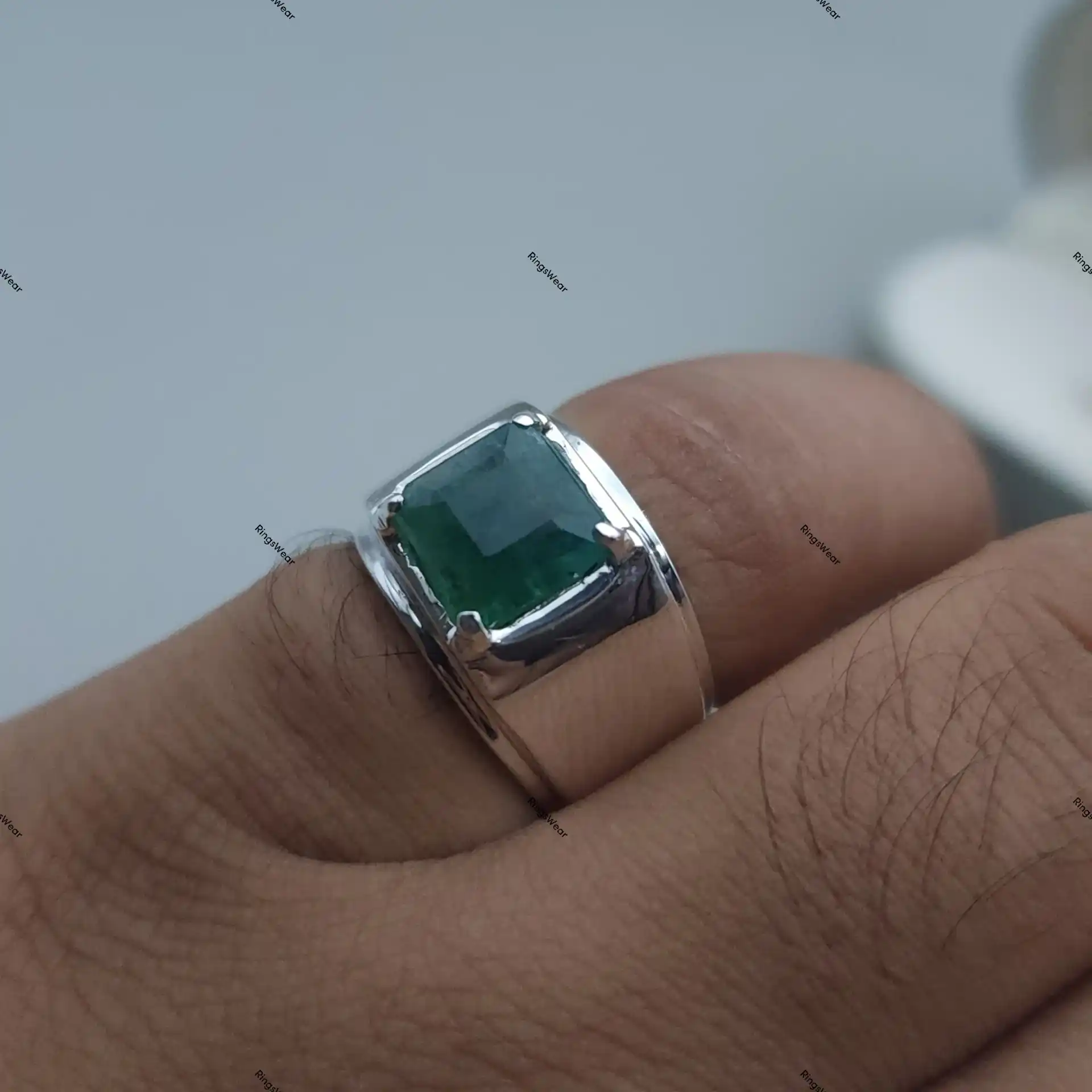 Emerald Statement Ring Natural Green Stone In 925 Silver 9 Emerald Statement Ring Natural Green Stone In 925 Silver - Image 9
