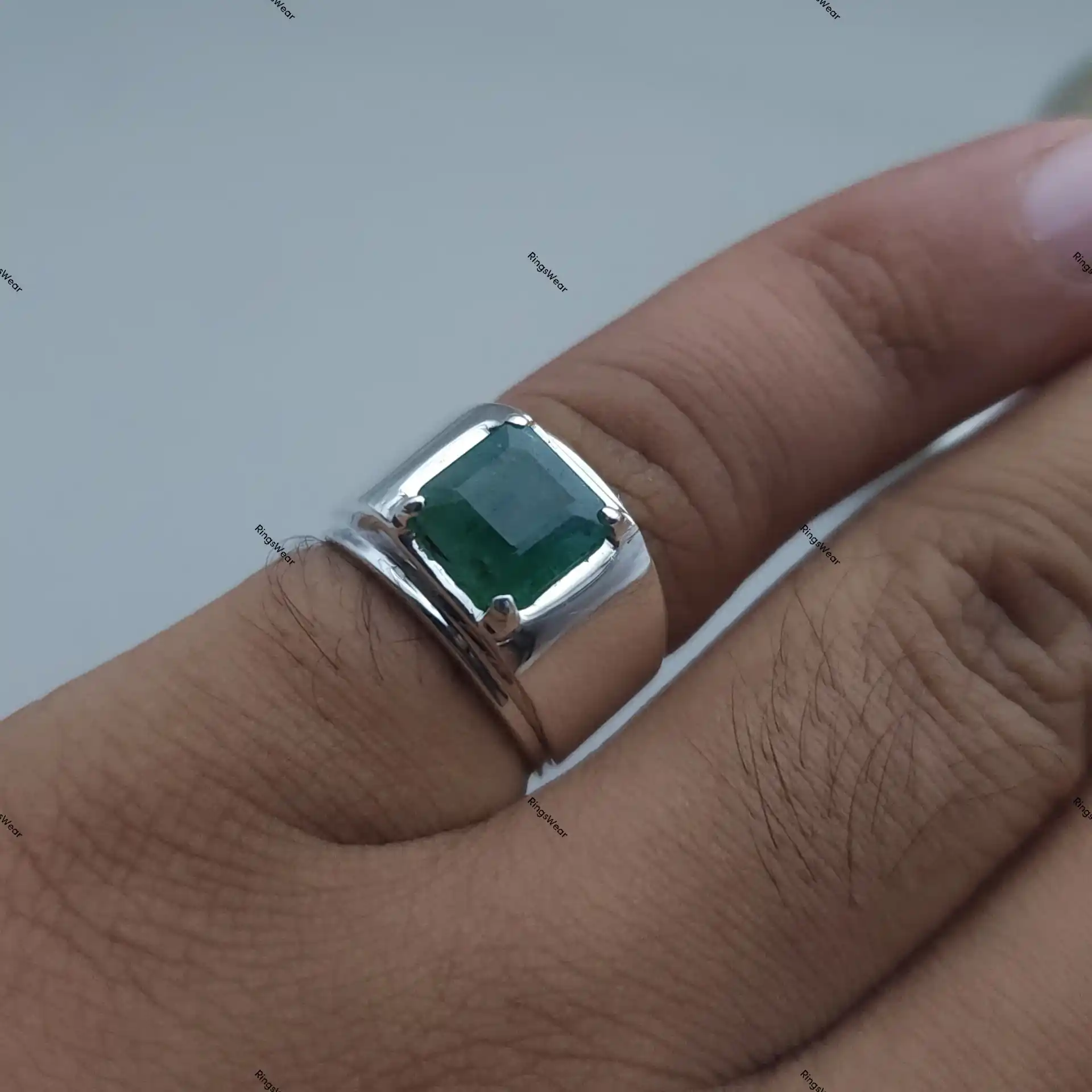 Emerald Statement Ring Natural Green Stone In 925 Silver 8 Emerald Statement Ring Natural Green Stone In 925 Silver - Image 8