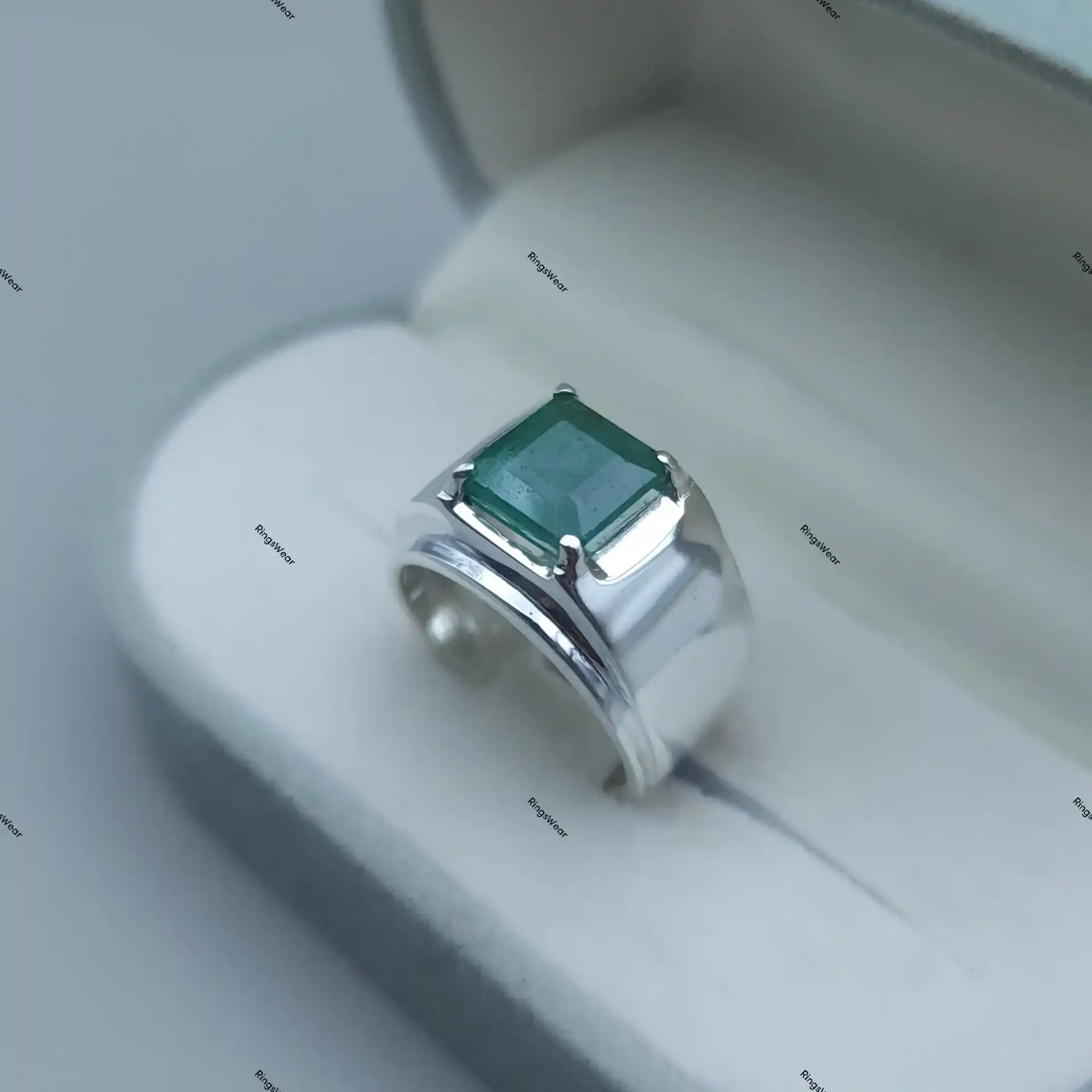 Emerald Statement Ring Natural Green Stone In 925 Silver 4 Emerald Statement Ring Natural Green Stone In 925 Silver - Image 4