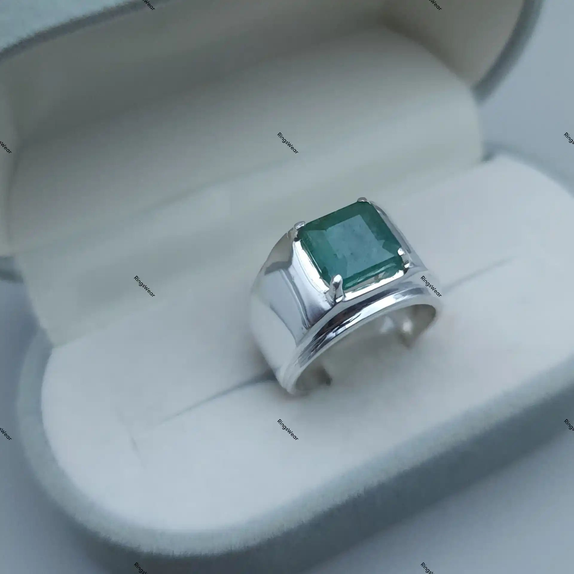 Emerald Statement Ring Natural Green Stone In 925 Silver 1 Emerald Statement Ring