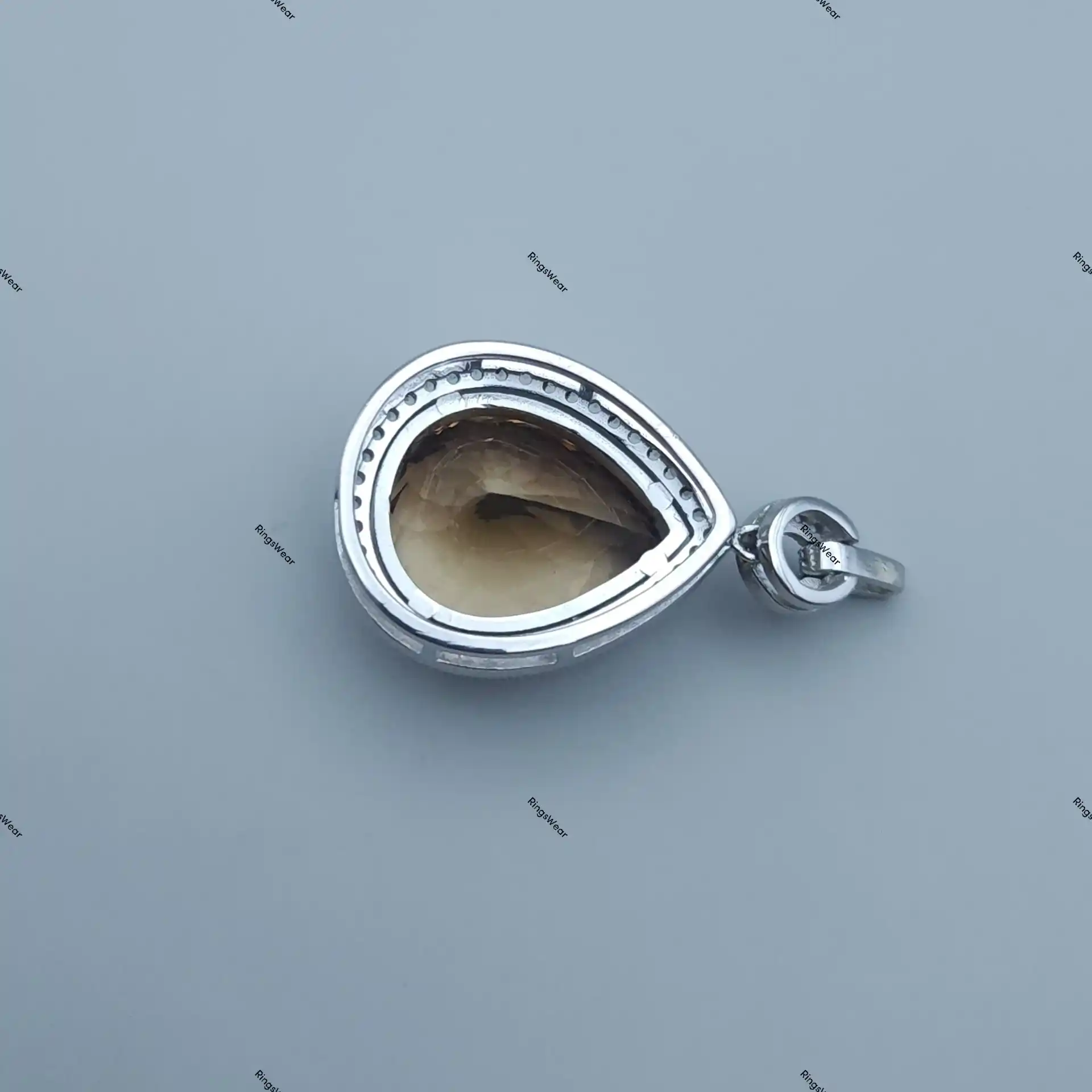 Vintage Smoky Topaz Pendant Sterling Silver Pear Cut Halo Design 8 Vintage Smoky Topaz Pendant Sterling Silver Pear Cut Halo Design - Image 8